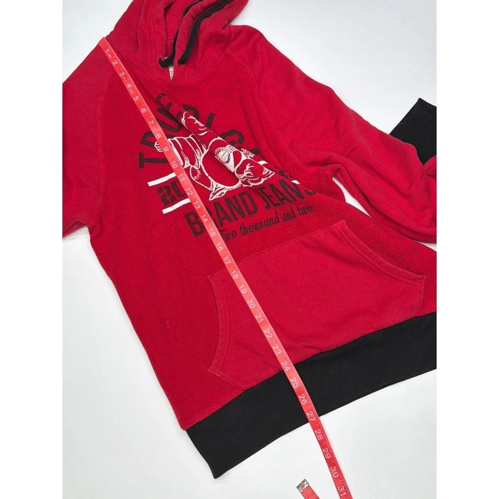 True Religion Buddha Graphic Red‎ Fleece Hoodie Mens Size Small